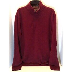 Vtg Eddie Bauer Sweater Men TL ( Large Tall) Burgundy 1/4 Zip Preppy Grandpa